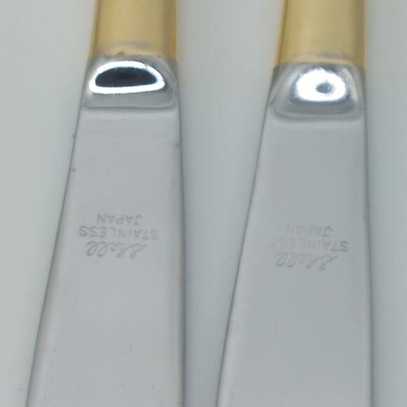 Vtg Shell Stainless Japan Gold Tone Dinner Knifes Regency - Picture 2 of 15